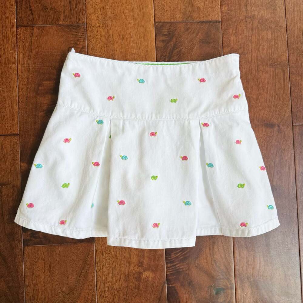Gymboree White Skort With Multi-Color Embroidered Turtles Size 8